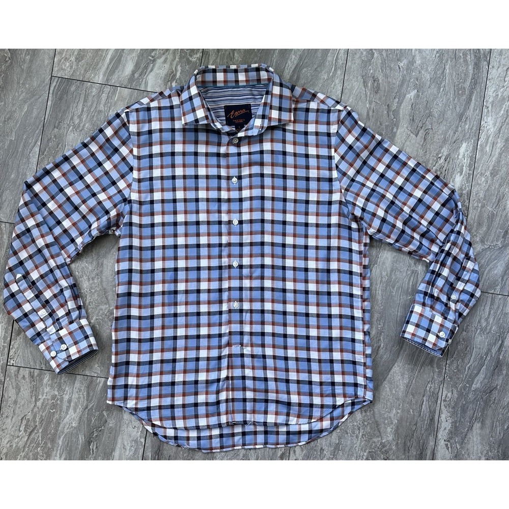 Egara Shirt Mens Slim Fit Check Cotton Non-Iron Flip Cuff Button Up Large
0251 - Picture 1 of 13